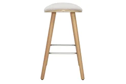 Tabourets de bar en tissu effet velours texturé beige et bois clair H65 cm (lot de 2) MEADOW