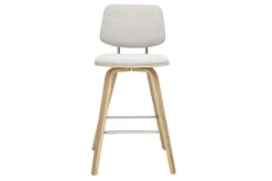 Tabourets de bar en tissu effet velours texturé beige et bois clair H66 cm (lot de 2) SEGUR