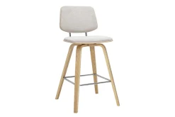 Tabourets de bar en tissu effet velours texturé beige et bois clair H66 cm (lot de 2) SEGUR