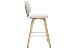 Tabourets de bar en tissu effet velours texturé beige et bois clair H66 cm (lot de 2) SEGUR