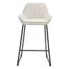 Tabourets de bar en tissu effet velours texturé beige et métal noir H68 cm (lot de 2) RONNIE