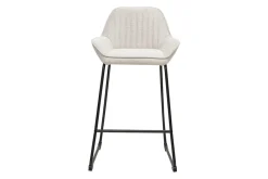 Tabourets de bar en tissu effet velours texturé beige et métal noir H68 cm (lot de 2) RONNIE