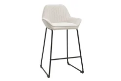 Tabourets de bar en tissu effet velours texturé beige et métal noir H68 cm (lot de 2) RONNIE