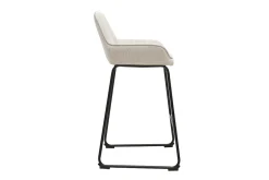 Tabourets de bar en tissu effet velours texturé beige et métal noir H68 cm (lot de 2) RONNIE