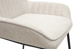 Tabourets de bar en tissu effet velours texturé beige et métal noir H68 cm (lot de 2) RONNIE