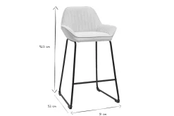 Tabourets de bar en tissu effet velours texturé beige et métal noir H68 cm (lot de 2) RONNIE