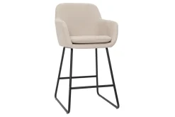 Tabourets de bar en tissu effet velours beige H65 cm (lot de 2) AMIKA