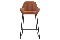 Tabourets de bar en tissu effet velours texturé terre brûlée et métal noir H68 cm (lot de 2) RONNIE