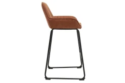 Tabourets de bar en tissu effet velours texturé terre brûlée et métal noir H68 cm (lot de 2) RONNIE