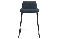 Tabourets de bar en tissu effet velours texturé bleu foncé et métal H65 cm (lot de 2) BOOST