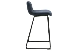 Tabourets de bar en tissu effet velours texturé bleu foncé et métal H65 cm (lot de 2) BOOST