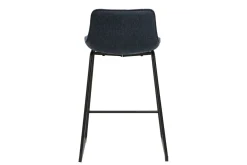 Tabourets de bar en tissu effet velours texturé bleu foncé et métal H65 cm (lot de 2) BOOST