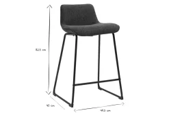 Tabourets de bar en tissu effet velours texturé bleu foncé et métal H65 cm (lot de 2) BOOST