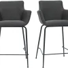 Tabourets de bar en tissu gris anthracite H65 cm (lot de 2) CARLIE