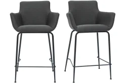 Tabourets de bar en tissu gris anthracite H65 cm (lot de 2) CARLIE