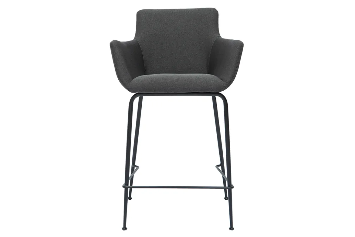 Tabourets de bar en tissu gris anthracite H65 cm (lot de 2) CARLIE