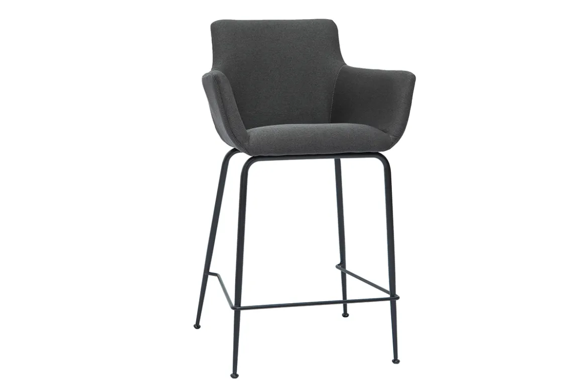Tabourets de bar en tissu gris anthracite H65 cm (lot de 2) CARLIE