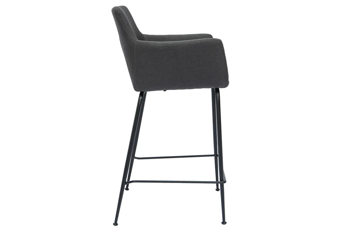 Tabourets de bar en tissu gris anthracite H65 cm (lot de 2) CARLIE