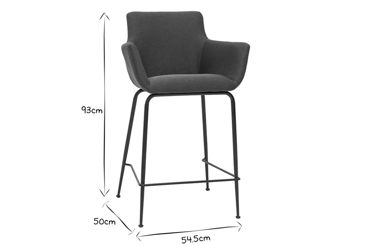 Tabourets de bar en tissu gris anthracite H65 cm (lot de 2) CARLIE