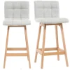 Tabourets de bar en tissu gris clair et bois H65 cm (lot de 2) KLARIS