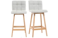 Tabourets de bar en tissu gris clair et bois H65 cm (lot de 2) KLARIS