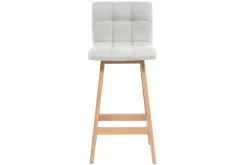 Tabourets de bar en tissu gris clair et bois H65 cm (lot de 2) KLARIS