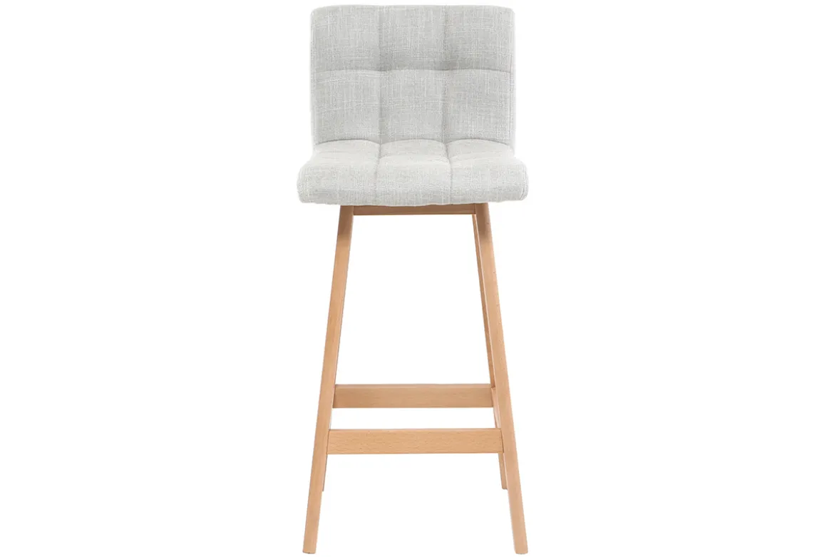 Tabourets de bar en tissu gris clair et bois H65 cm (lot de 2) KLARIS