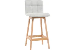 Tabourets de bar en tissu gris clair et bois H65 cm (lot de 2) KLARIS