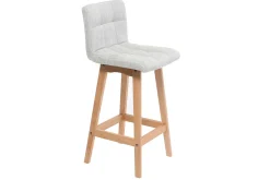 Tabourets de bar en tissu gris clair et bois H65 cm (lot de 2) KLARIS