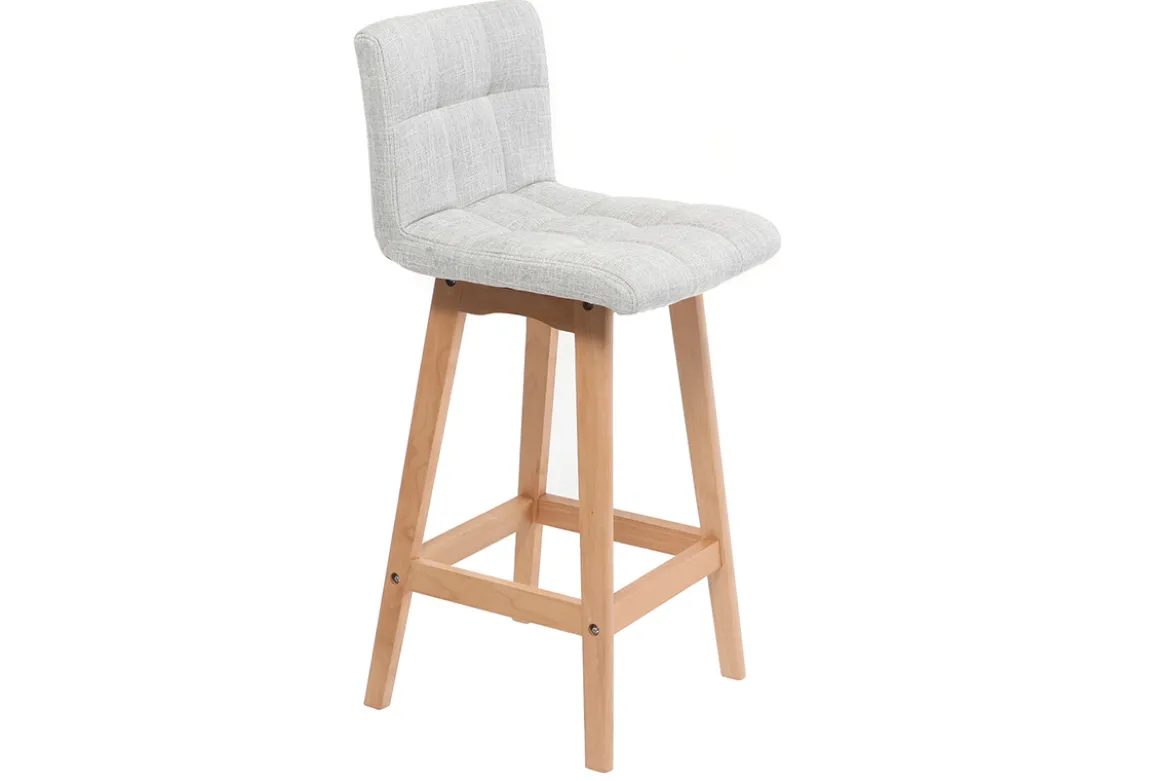 Tabourets de bar en tissu gris clair et bois H65 cm (lot de 2) KLARIS