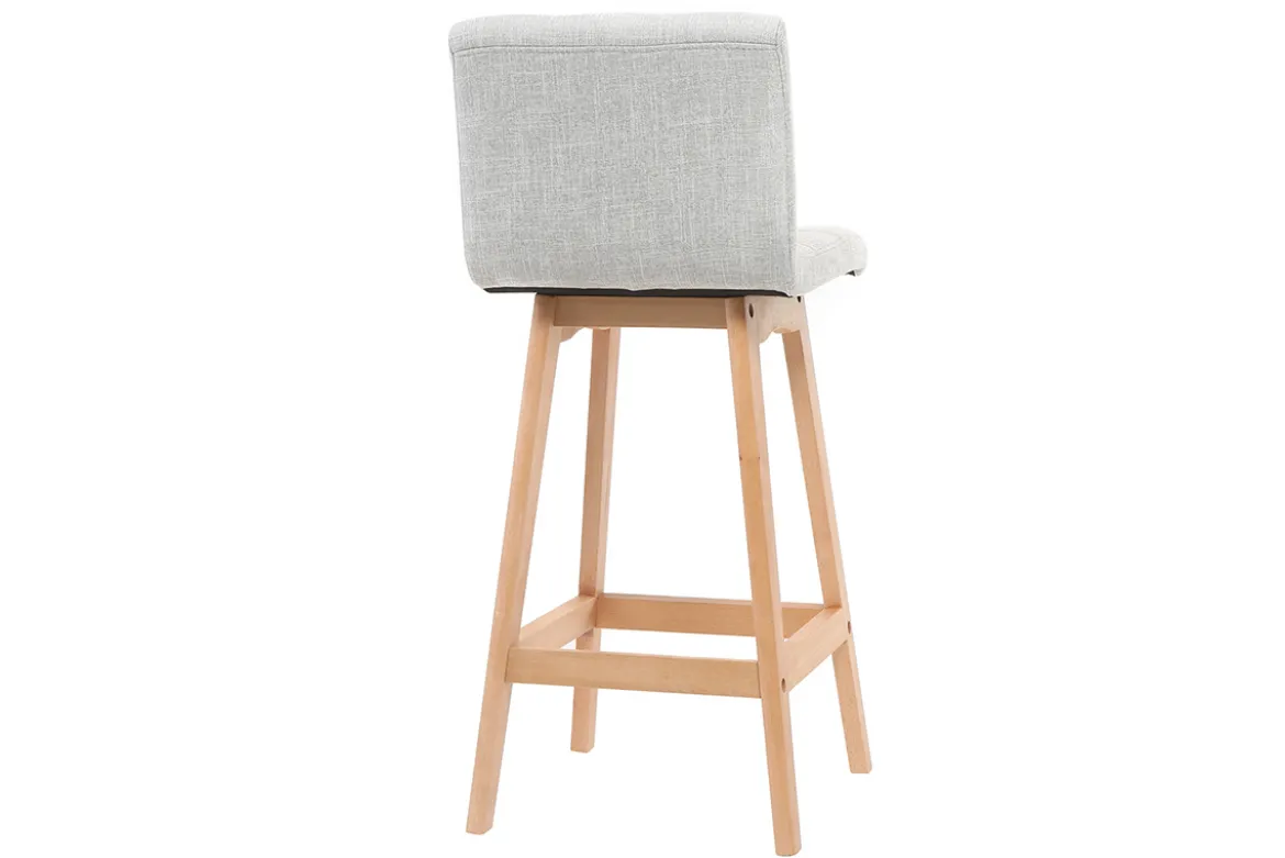 Tabourets de bar en tissu gris clair et bois H65 cm (lot de 2) KLARIS