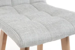 Tabourets de bar en tissu gris clair et bois H65 cm (lot de 2) KLARIS