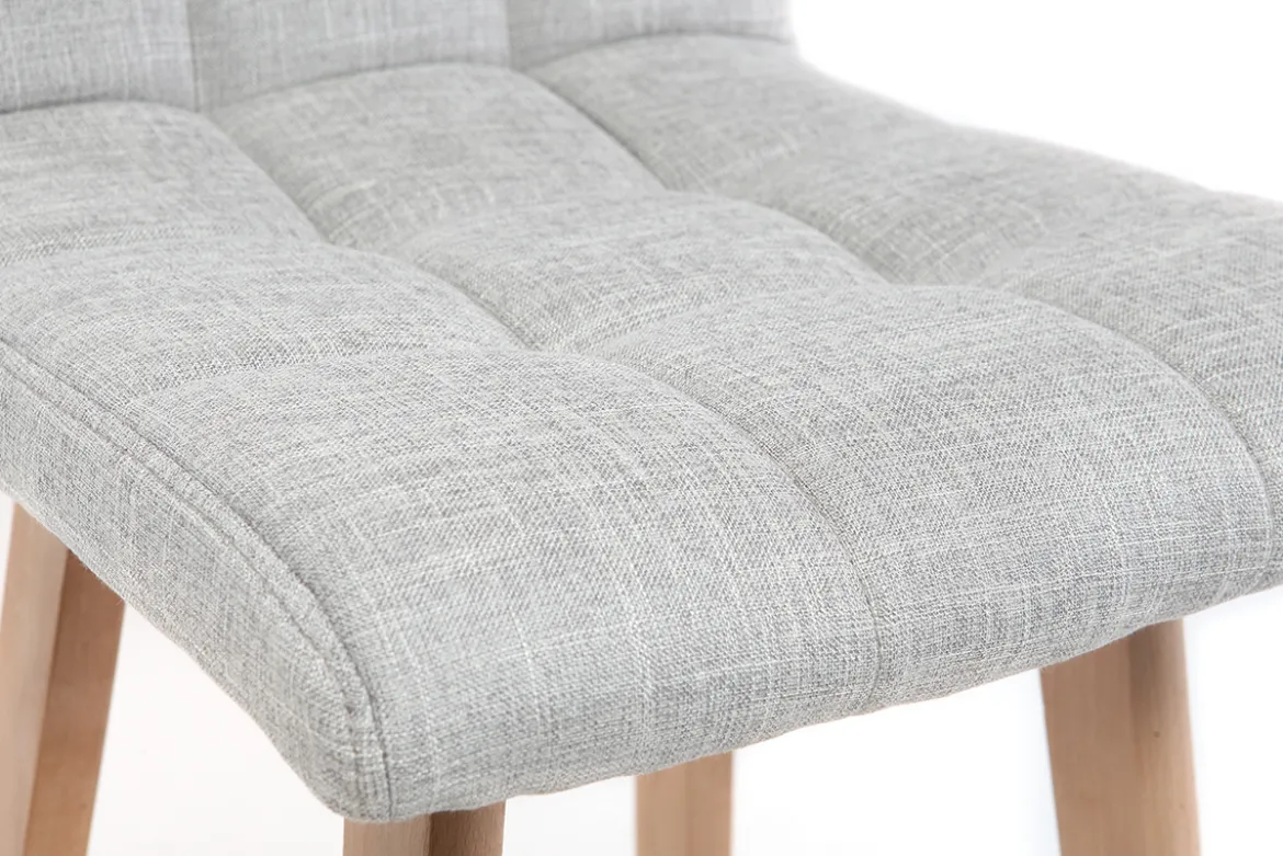 Tabourets de bar en tissu gris clair et bois H65 cm (lot de 2) KLARIS