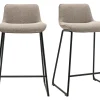 Tabourets de bar en tissu taupe et métal noir H65 cm (lot de 2) BOOST