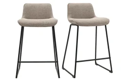 Tabourets de bar en tissu taupe et métal noir H65 cm (lot de 2) BOOST