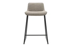 Tabourets de bar en tissu taupe et métal noir H65 cm (lot de 2) BOOST