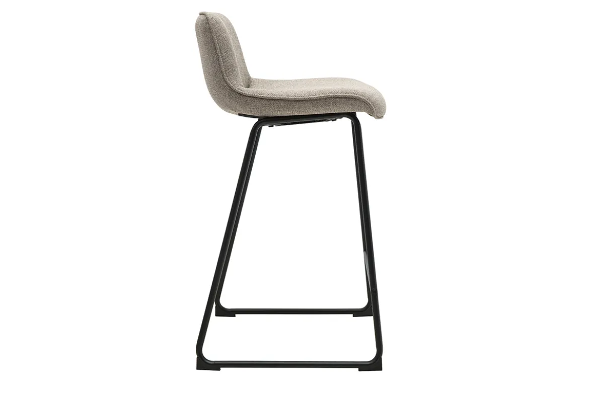 Tabourets de bar en tissu taupe et métal noir H65 cm (lot de 2) BOOST