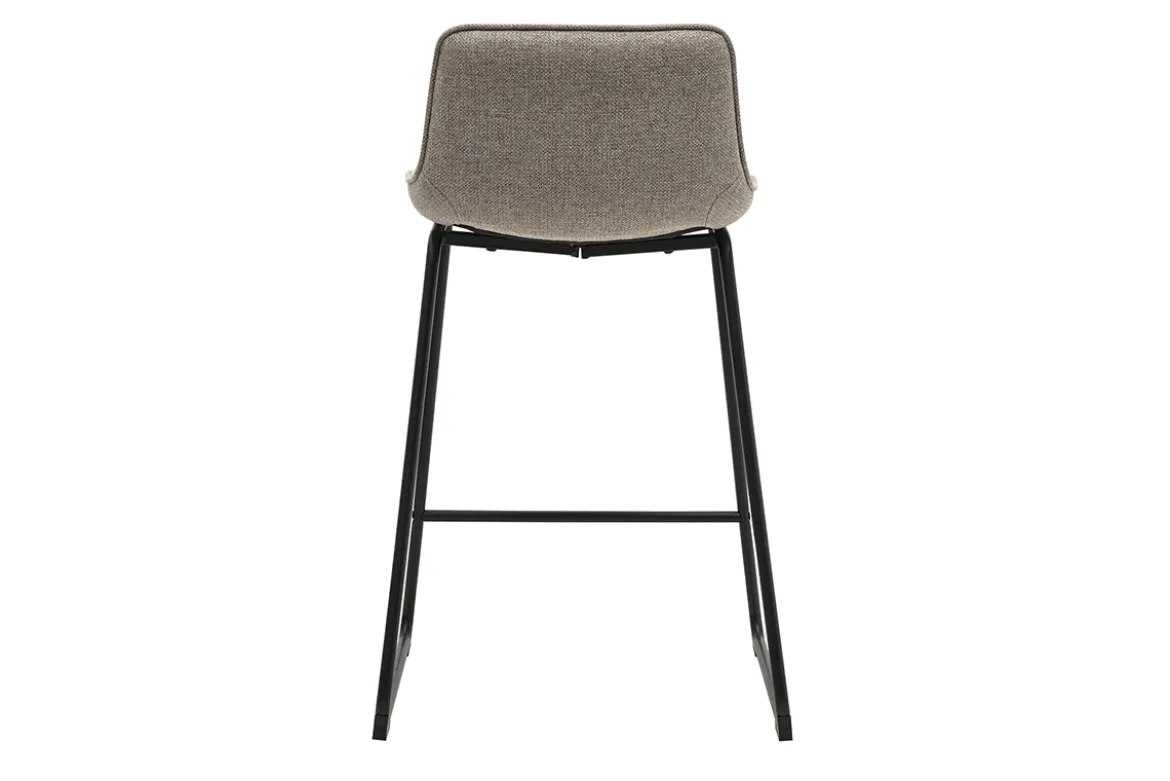 Tabourets de bar en tissu taupe et métal noir H65 cm (lot de 2) BOOST