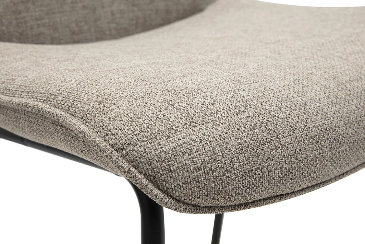 Tabourets de bar en tissu taupe et métal noir H65 cm (lot de 2) BOOST