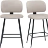 Tabourets de bar en tissu velours taupe et métal noir H70 cm (lot de 2) ATRIUM