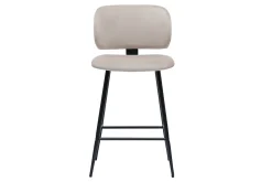 Tabourets de bar en tissu velours taupe et métal noir H70 cm (lot de 2) ATRIUM