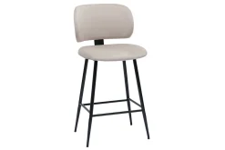 Tabourets de bar en tissu velours taupe et métal noir H70 cm (lot de 2) ATRIUM