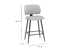 Tabourets de bar en tissu velours taupe et métal noir H70 cm (lot de 2) ATRIUM