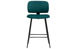 Tabourets de bar en tissu velours bleu pétrole et métal noir H70 cm (lot de 2) ATRIUM