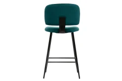 Tabourets de bar en tissu velours bleu pétrole et métal noir H70 cm (lot de 2) ATRIUM