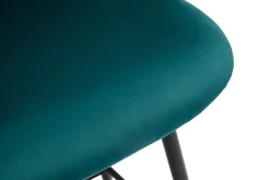 Tabourets de bar en tissu velours bleu pétrole et métal noir H70 cm (lot de 2) ATRIUM