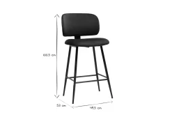 Tabourets de bar en tissu velours bleu pétrole et métal noir H70 cm (lot de 2) ATRIUM