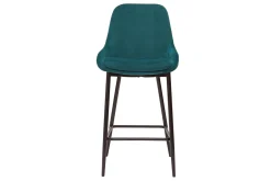 Tabourets de bar en tissu velours bleu pétrole et métal noir H65 cm (lot de 2) HOLO