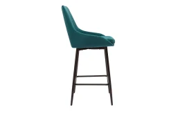 Tabourets de bar en tissu velours bleu pétrole et métal noir H65 cm (lot de 2) HOLO