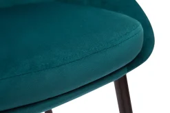 Tabourets de bar en tissu velours bleu pétrole et métal noir H65 cm (lot de 2) HOLO